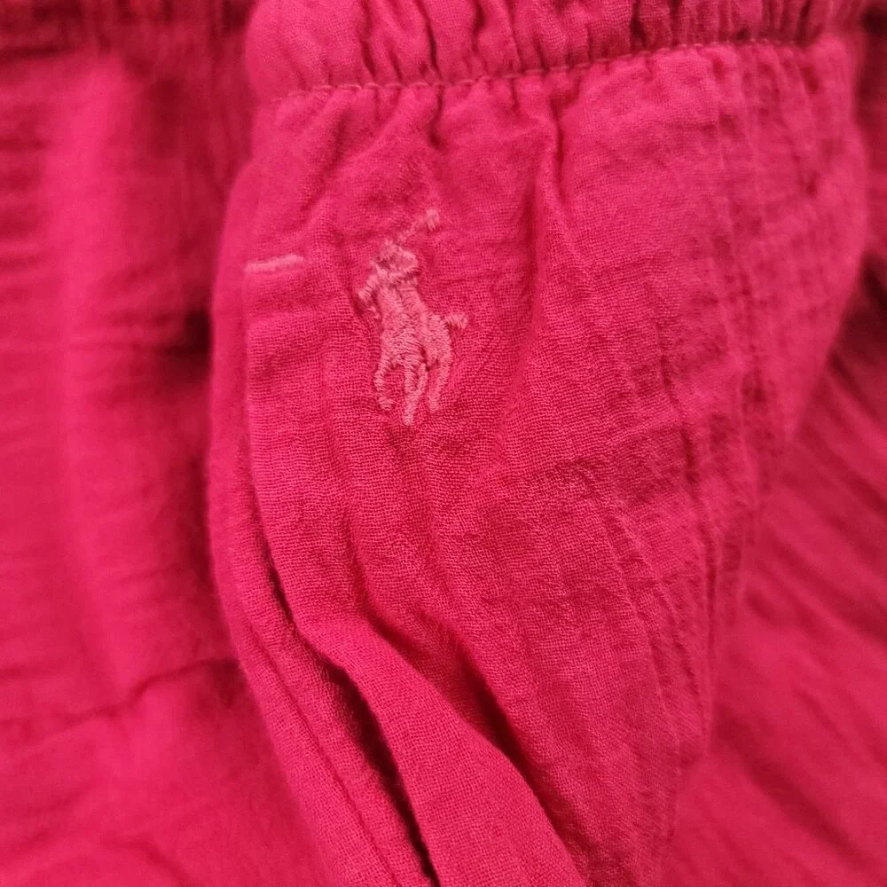 Polo Ralph Lauren Girls Gauze Pant Size 7 Wide Leg Pull On Summer
